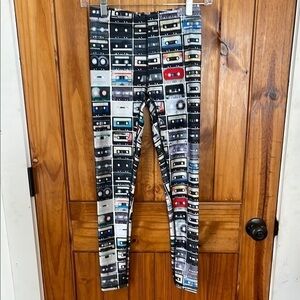 Terez Mix Tapes Cassette Hi Shine Leggings XS 80s Retro Racerback